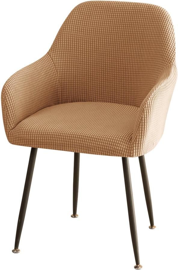 Stoelhoes met armleuning Stoelhoezen Stretch eetkamerstoelen Armleuning stoelhoes Stoelhoezen met armleuning universeel voor eetkamer keuken 1 stuk bruin