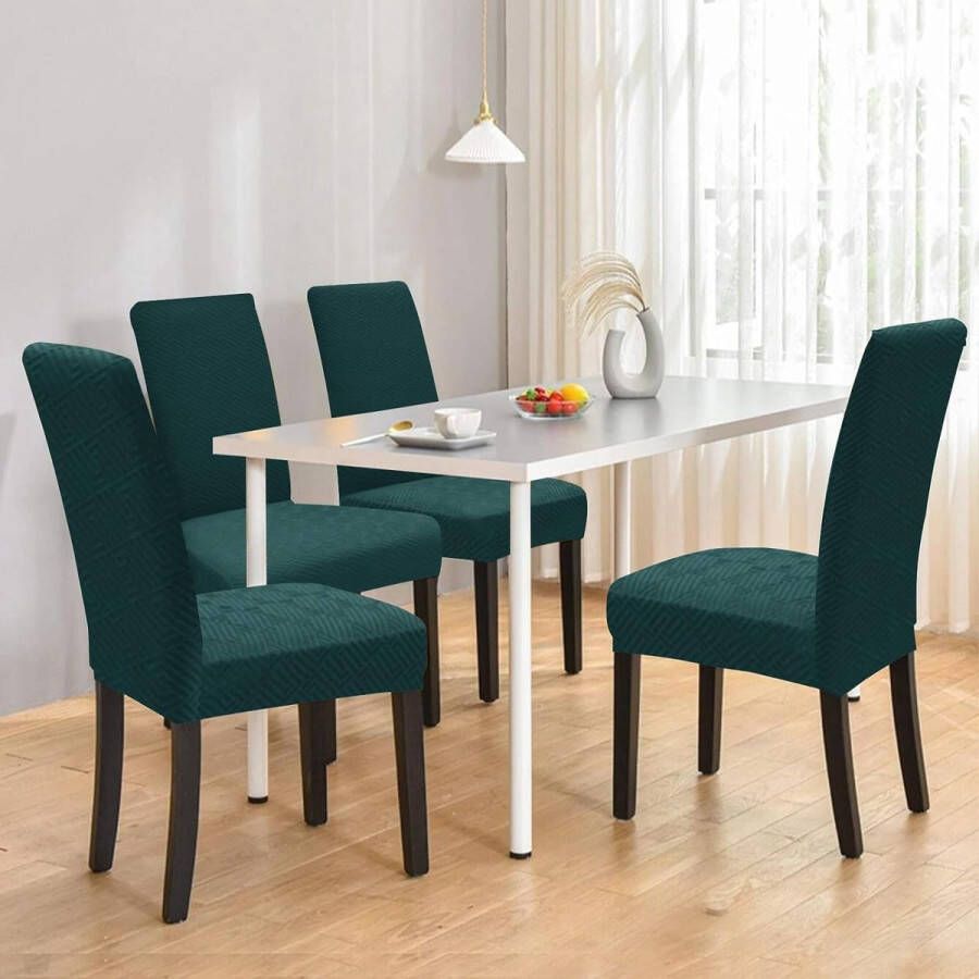 Stoelhoezen set van 6 stretch stoelhoezen voor eetkamerstoelen elastisch moderne universele stoelhoezen voor restaurant hotel banket feest decoratie (donkergroen set van 6)