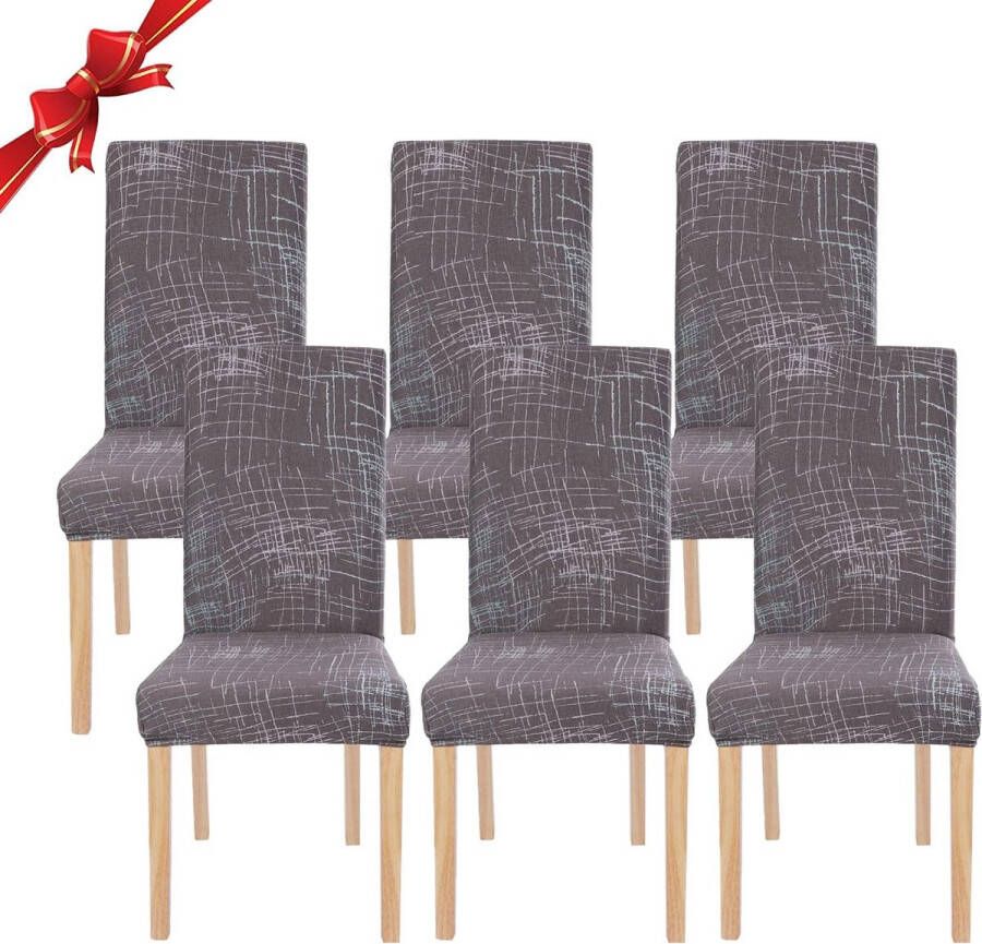 Stoelhoes met rugleuning 6 stuks universele stoelhoezen voor eetkamer keuken modern wasbaar afneembaar Scandinavische stijl 6 stuks
