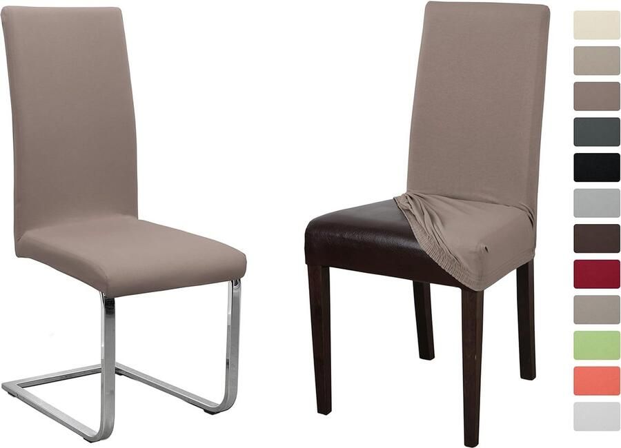 Stoelhoes set van 2 elastische hoezen katoen bi-elastisch keuze uit verschillende kleuren