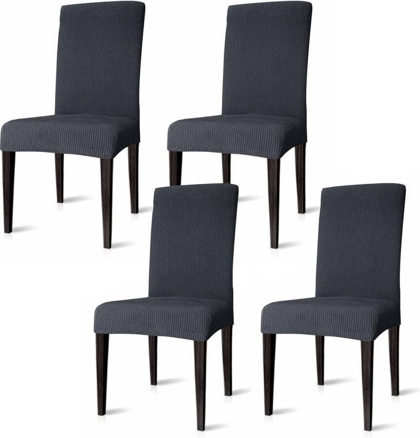 Stoelhoes Stoelhoezen -Set van 4 Beste pasvorm Knitted Grijs Eetkamerstoelen Stoelhoesset Stoelonderdelen Stoelovertrek Stretch Bescherm stijlvol je stoelen Eetkamerstoel Hoes Stretch