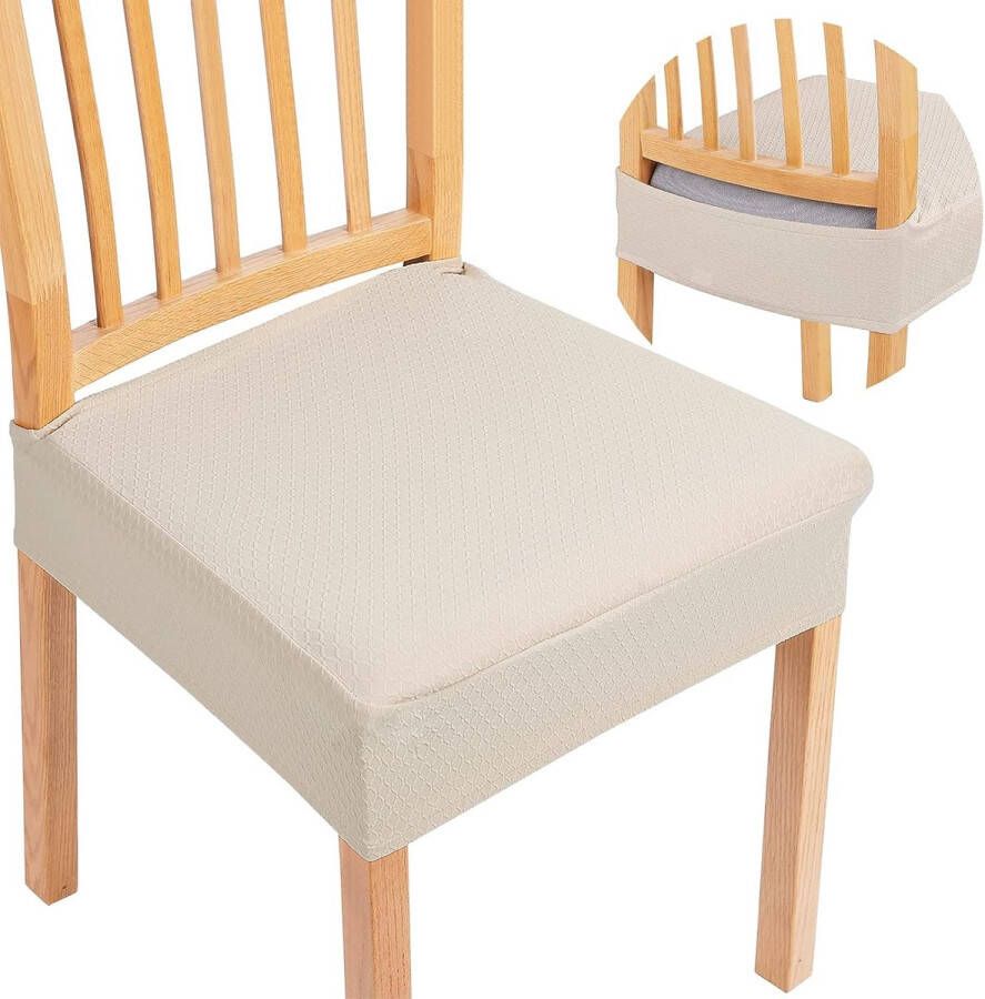 Stoelhoes stretch spandex wasbare overtrek voor stoelen stoelhoezen voor eetkamerstoelen anti-stof eetkamerstoelhoezen beige set van 4