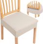 Stoelhoes stretch spandex wasbare overtrek voor stoelen stoelhoezen voor eetkamerstoelen anti-stof eetkamerstoelhoezen beige set van 4 - Thumbnail 2