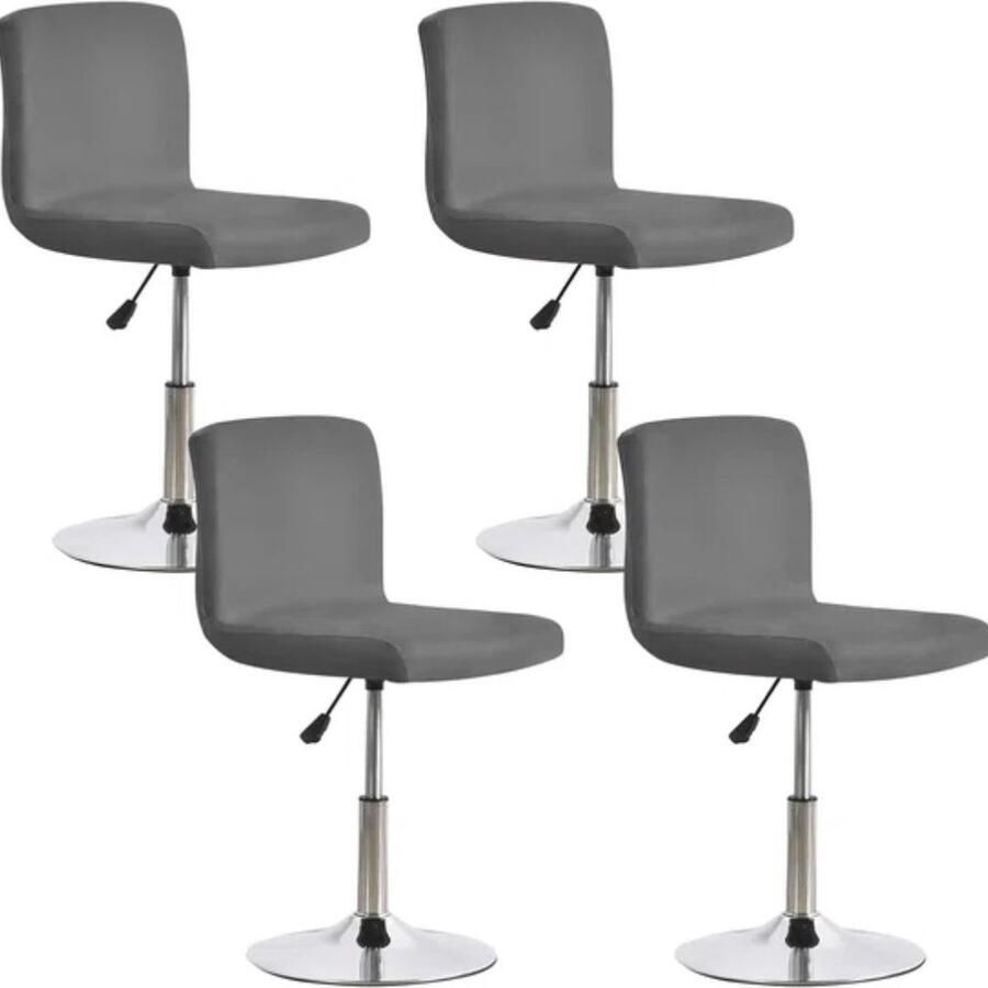Stoelhoes stretch stoelhoes verwijderbare hoezen voor korte draaistoel eetkamerstoel barkruk met achterrest (geen stoelen) (donkergrijs 4 stuks)