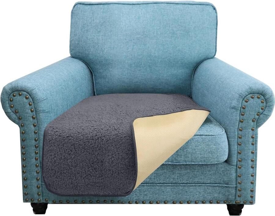 Superzachte dikke antislip stoelhoes voor huisdieren wasbaar grijs 1-zits hoekbank overtrek