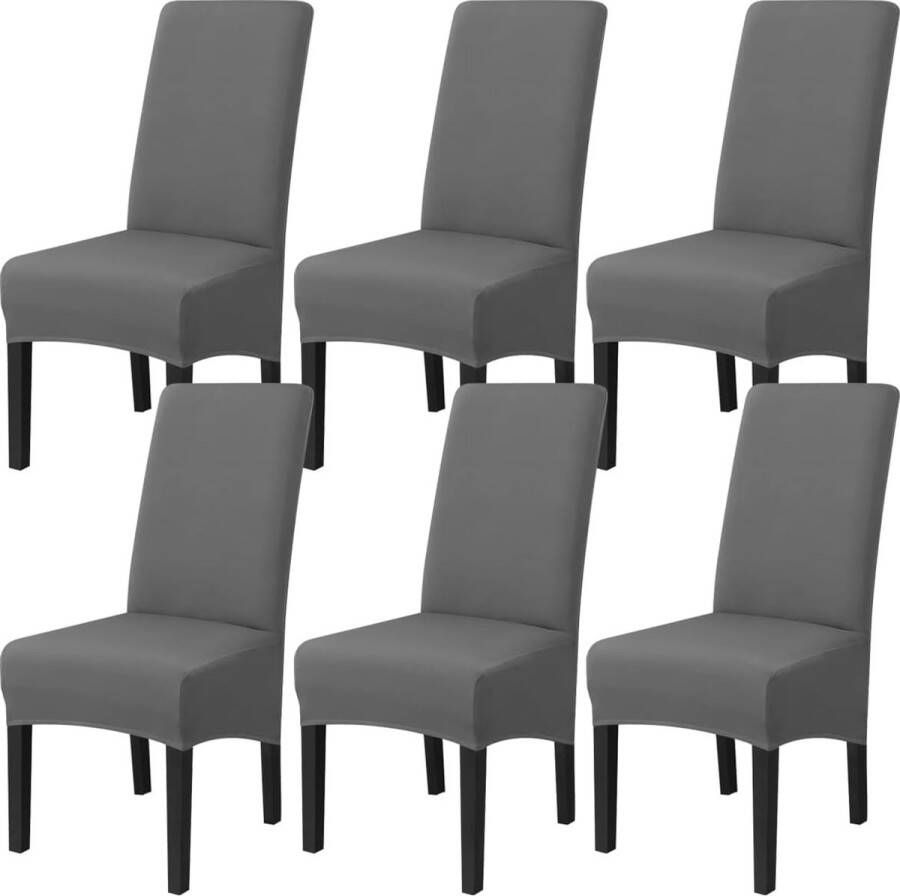 Stoelhoes van stretch 6-delige set universeel afneembaar wasbaar voor hotel banket kantoor feestdecoratie grijs