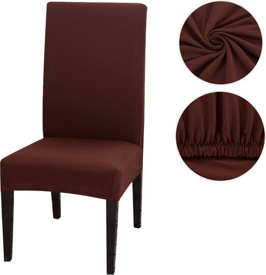 Stoelhoes voor Eetkamerstoel 2 Stuks Chocolade Bruin Stretch Materiaal Universele Stoelhoezen Bescherming voor uw stoelen Nieuw uiterlijk