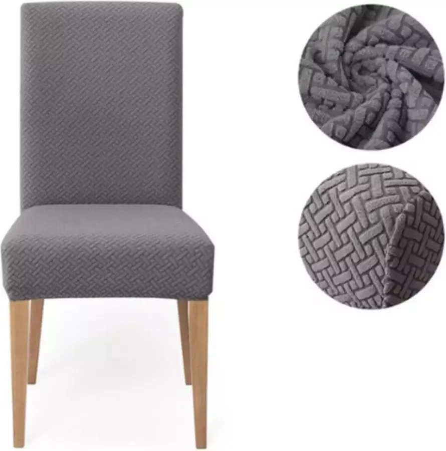Stoelhoes voor Eetkamerstoel Stoelhoezen Stretch Materiaal Stoel Bedekking 2 stuks Grijs