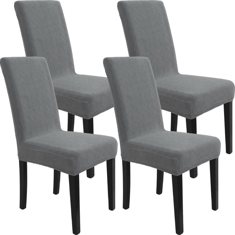 Stoelhoes voor eetkamerstoelen stretch 4-delige set stretch kantelbare stoelen voor eetkamerstoelen hoes stoelbeschermers voor eetkamer bruiloft hotel feest (donkergrijs set van 4)