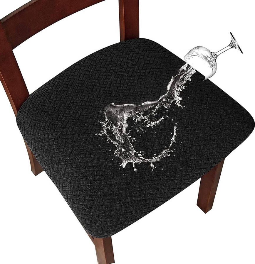 Stoelhoes Zetel Wasbaar Stretch Waterdichte Jacquard Hoes voor stoelen Eetkamerstoel Stoelhoes Stoelstoelhoezen Set van 4 Zwarte stoelhoezen voor thuis keuken