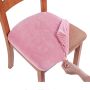 Stoelhoes zitting fluweel zachte stoelhoes stretch stoelhoezen voor eetkamerstoelen afwasbaar set van 6 roze - Thumbnail 2