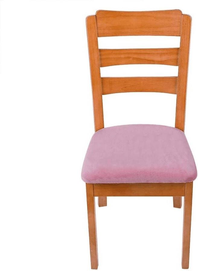 Stoelhoes zitting fluweel zachte stoelhoes stretch stoelhoezen voor eetkamerstoelen afwasbaar set van 6 roze