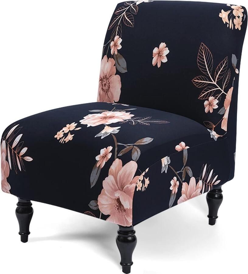 Stoelhoes zonder armleuningen Afneembare en wasbare slipcover voor fauteuils Perfecte pasvorm en meubelbescherming Donkermarineblauw