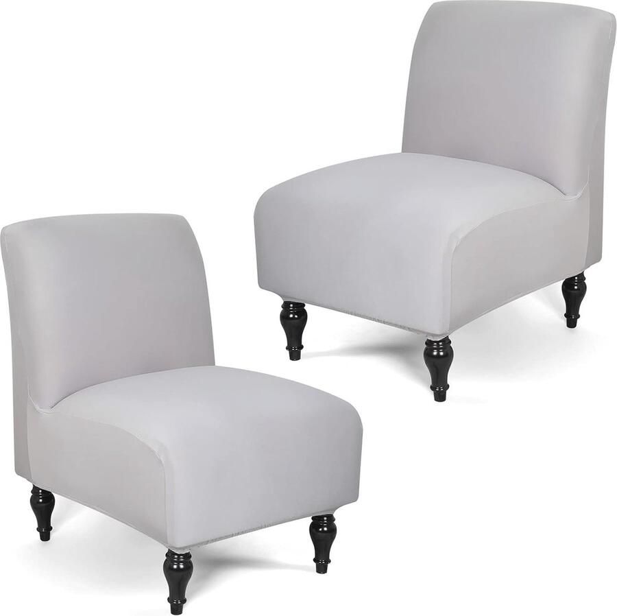 Stoelhoes zonder armleuningen Stretch elastaan Verwijderbare meubelbeschermer voor Fauteuils Lichtgrijs