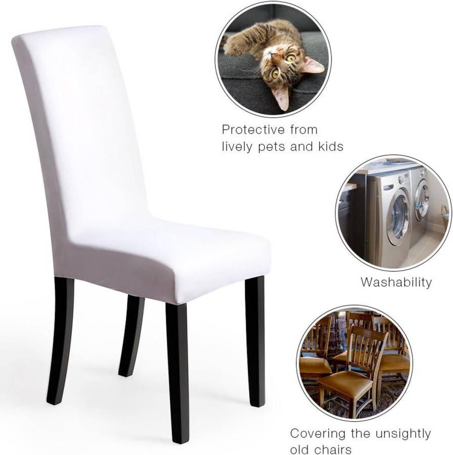 Stoelhoezen 2 Stuks Stretch Stoelhoes Universele Modern Eetstoelhoezen Wasbaar Eetkamerstoelhoezen Stoelbekleding voor Eetkamer Banket Hotel Feestdecoratie (2 Stuks Wit)-J
