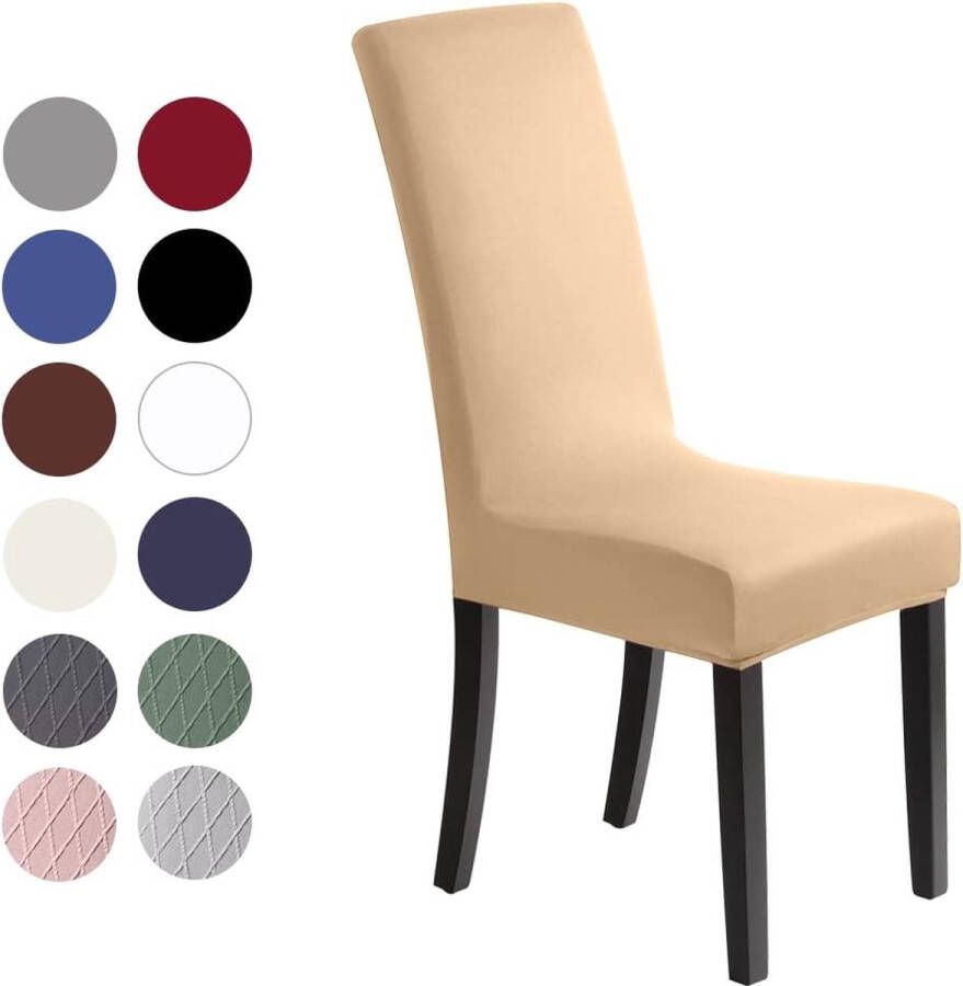 Stoelhoezen 2 Stuks Stretch Stoelhoes Universele Modern Eetstoelhoezen Wasbaar Eetkamerstoelhoezen Stoelbekleding voor Eetkamer Banket Hotel Feestdecoratie (2 Stuks Beige)