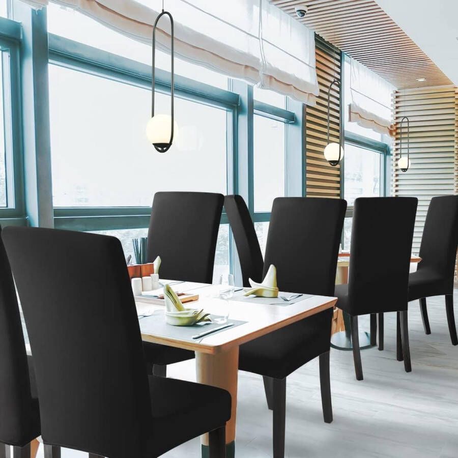 Unbranded Stoelhoezen 2 Stuks Stretch Stoelhoes Universele Modern Eetstoelhoezen Wasbaar Eetkamerstoelhoezen Stoelbekleding voor Eetkamer Banket Hotel Feestdecoratie (2 Stuks Zwart)-J