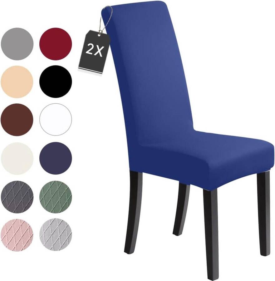 Stoelhoezen 2 Stuks Stretch Stoelhoes Universele Modern Eetstoelhoezen Wasbaar Eetkamerstoelhoezen Stoelbekleding voor Eetkamer Banket Hotel Feestdecoratie (2 Stuks Koningsblauw)-J