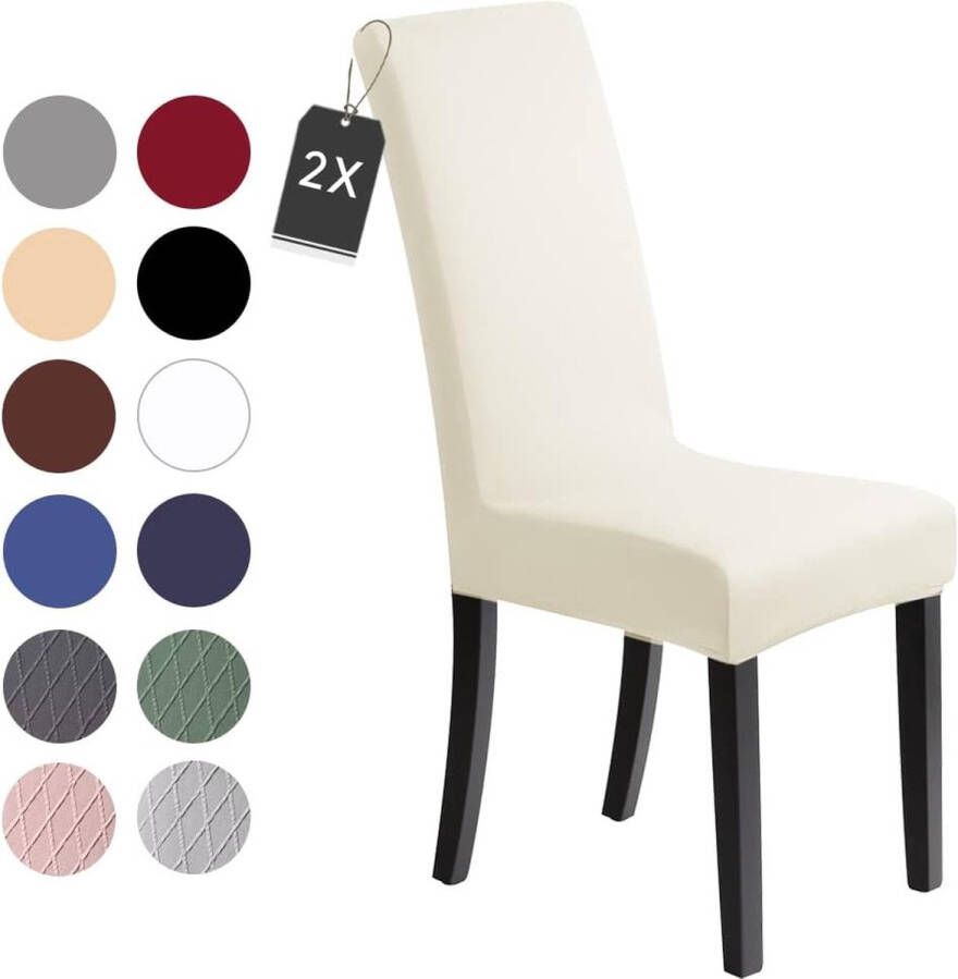 Stoelhoezen 2 Stuks Stretch Stoelhoes Universele Modern Eetstoelhoezen Wasbaar Eetkamerstoelhoezen Stoelbekleding voor Eetkamer Banket Hotel Feestdecoratie (2 Stuks Crème)