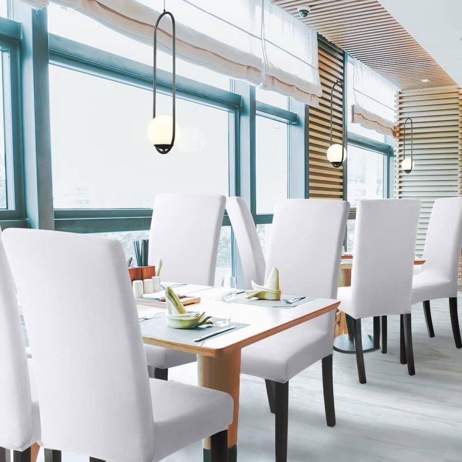 Stoelhoezen 2 Stuks Stretch Stoelhoes Universele Modern Eetstoelhoezen Wasbaar Eetkamerstoelhoezen Stoelbekleding voor Eetkamer Banket Hotel Feestdecoratie (2 Stuks Wit)-J