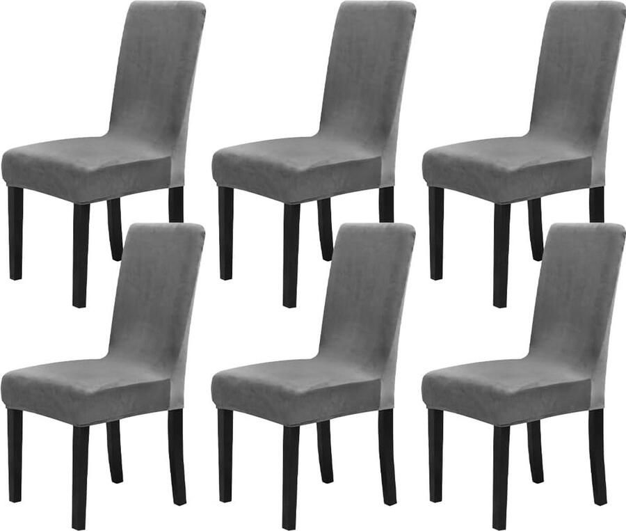 Stoelhoezen 2 4 6 stuks effen modern fluweel elastisch afneembaar wasbaar voor bruiloft hotel banket feestdecoratie universele grijze stoelhoezen (6 stuks grijs)