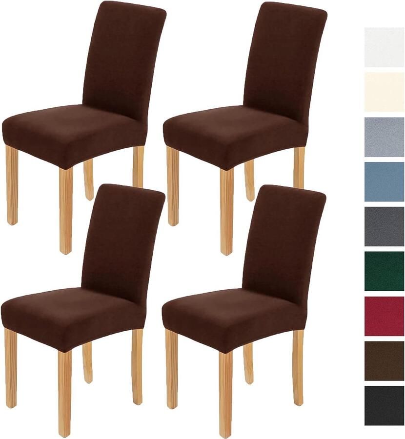 Stoelhoezen 4-delige set bruin stretch wasbaar duurzame universele stoelhoezen voor banket hotel keuken restaurant huis bruiloft decoratie