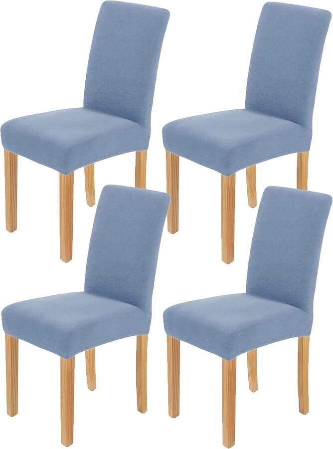 Stoelhoezen 4-delige set grijs-blauw stretch wasbaar duurzame universele stoelhoezen voor banket hotel keuken restaurant huis bruiloft decoratie