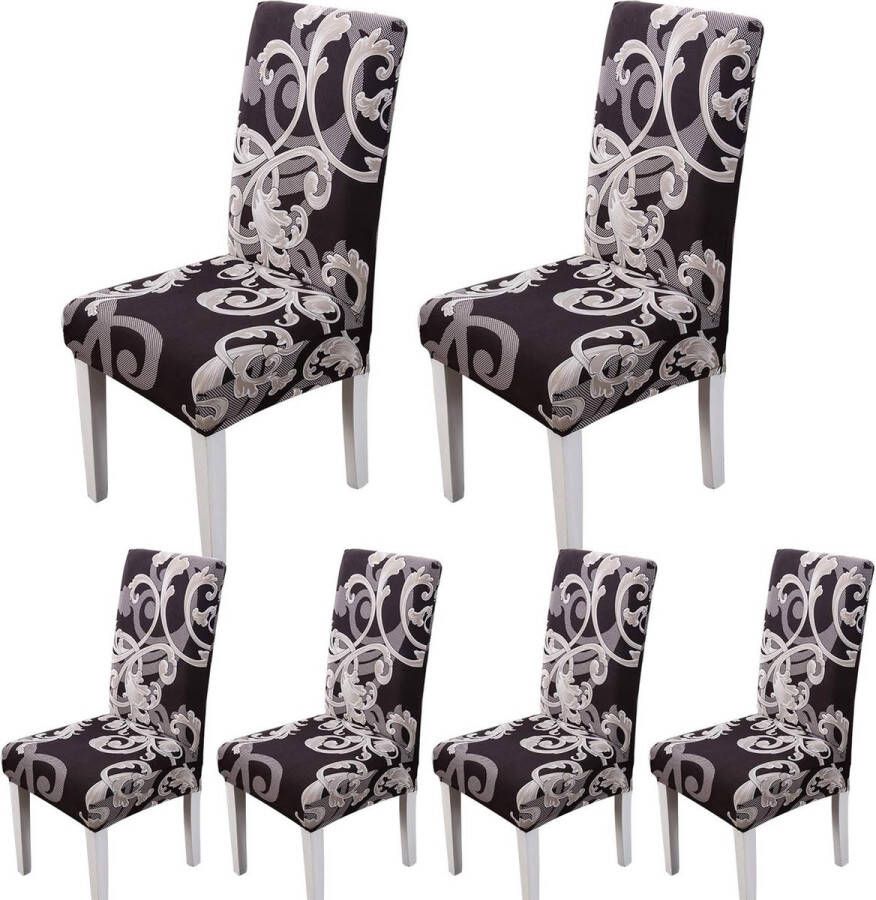 Stoelhoezen 4-delige set stretch stoelovertrek voor eetkamer feest hotel restaurant decoratie bloemenpatroon 6 stuks