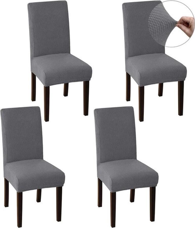 Stoelhoezen 4 Stuks Eetkamer Stoelhoes Zetelhoes Stoelhoezen Voor Eetkamerstoelen Stoelbeschermers Stoelhoezen Stretch Chair Cover Waterafstotende Kantoor En Thuisgebruik Hoes Bescherm Stijlvol Je Stoelen Lichtgrijs