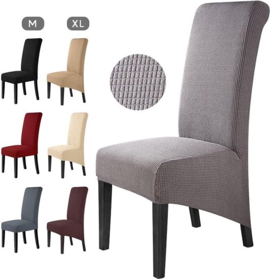 Stoelhoezen 4 stuks elegante stoelhoezen stretch elastische spandex XL universele stretchhoes afneembaar wasbaar voor hotel grote eetkamerstoelen 4 stuks grijs XL