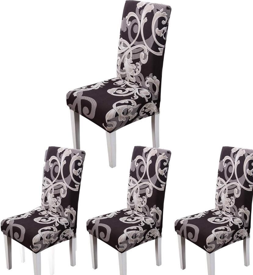 Stoelhoezen 4 Stuks Stoelbekleding Voor Eetkamerstoelen Stretch en Intrekbaar Stoelhoes Rood Wasbaar Prachtig Design Stenberi