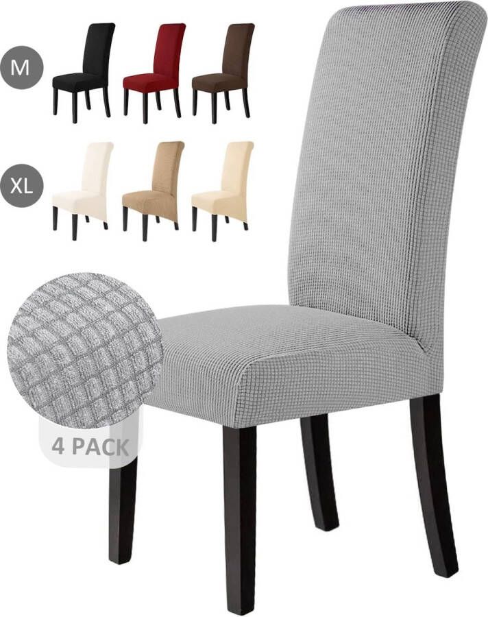 Stoelhoezen 4 stuks stretch elastisch spandex universeel afneembaar wasbaar voor hotel party banket (zilvergrijs 4 stuks) M