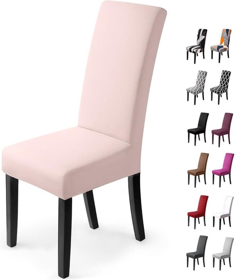 Stoelhoezen 4 stuks stretch stoelhoes elastische moderne hoes elastaan ​​stretch hoes stoelhoes bi-elastische passende hoes zeer gemakkelijk te onderhouden en duurzaam universeel (4 stuks nude roze)