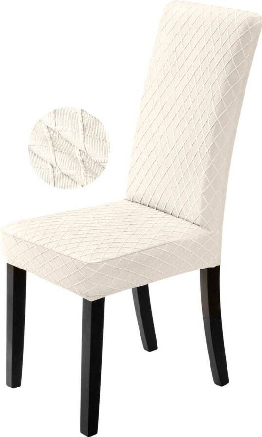 Stoelhoezen 4 Stuks Voor Eetkamerstoelen Stretch en Intrekbaar Stoelhoes Beige Creme Kleur Wasbaar Prachtig Design Stenberi - Foto 2