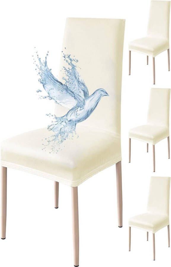 Stoelhoezen 4 stuks Waterdichte stoelhoes Eetkamer Stretch Universeel Gemakkelijk schoon te maken (Crème Wit 4 stuks)