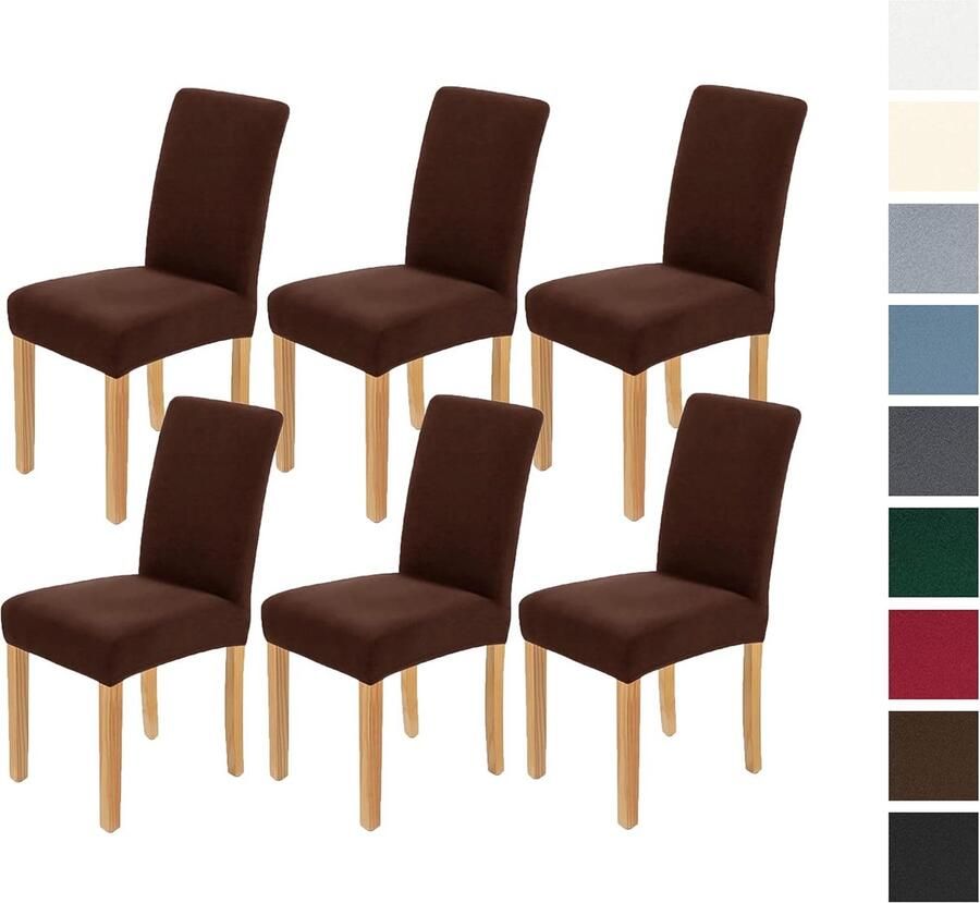 Stoelhoezen 6-delige set bruin stretch wasbaar duurzame universele stoelhoezen voor banket hotel keuken restaurant huis bruiloft decoratie