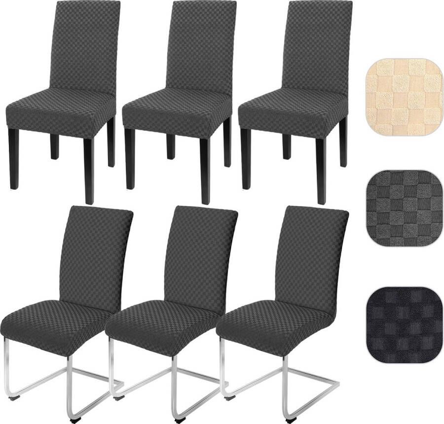 Stoelhoezen 6-delige set stretch stoelhoezen schommelstoel elastische moderne jacquard stoelhoezen afneembare wasbare stoelbescherming voor keuken restaurant bar hotel banket