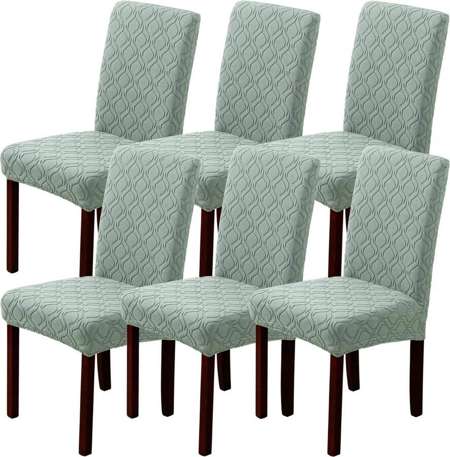 Stoelhoezen 6-delige set stretch stoelhoezen schommelstoelen afneembare wasbare stoelhoes voor eetkamer keuken hotel (set van 6 saliegroen)