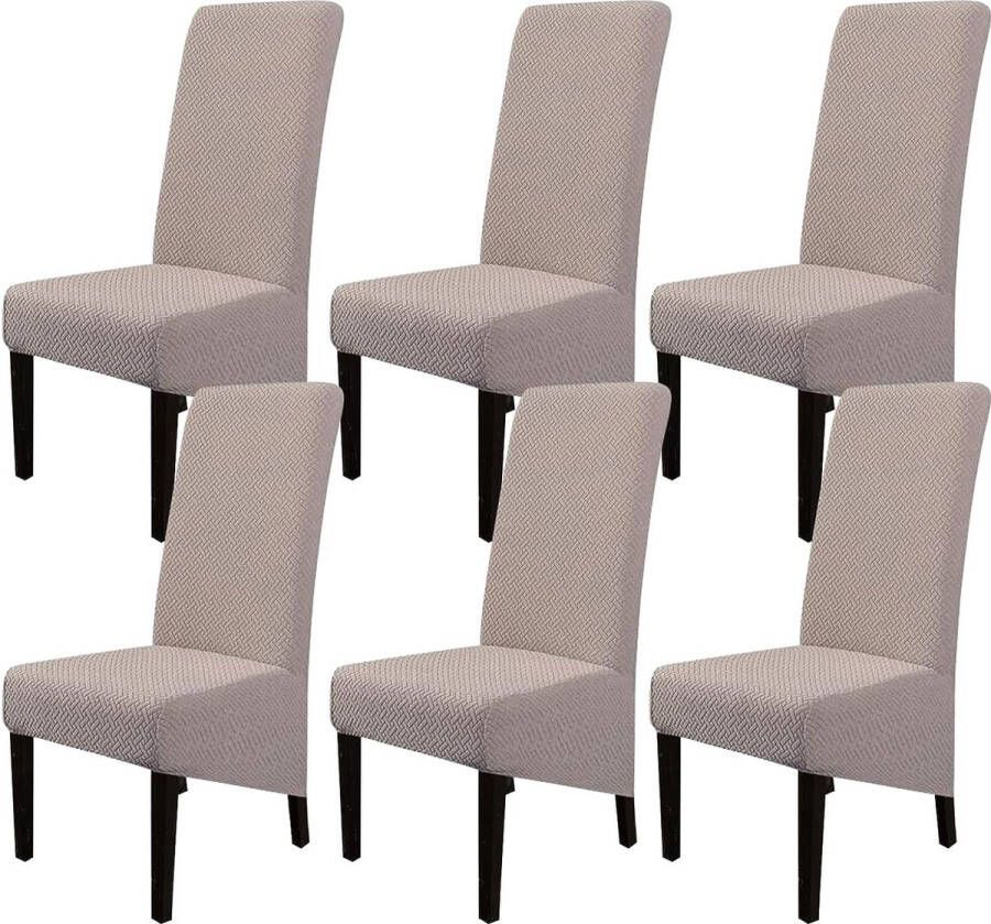 Stoelhoezen 6-delige set stretch XL stoelhoezen afwasbaar wasbaar elastisch grote stoelhoezen voor eetkamer kantoor eetkamer hotel banket (diagonale kameel set van 6)