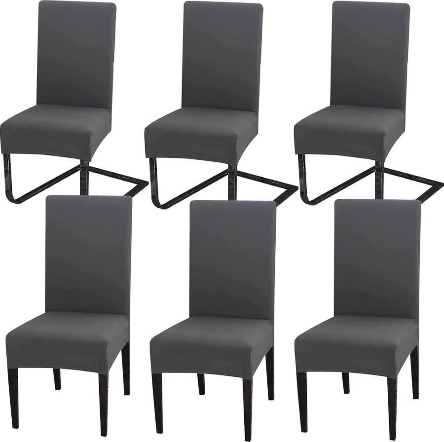 Stoelhoezen 6-delige set universeel bi-elastische hoezen voor stoelen moderne stretch stoelhoezen stoelafdekking afneembaar wasbaar voor eetkamer hotel banket feestdecoratie