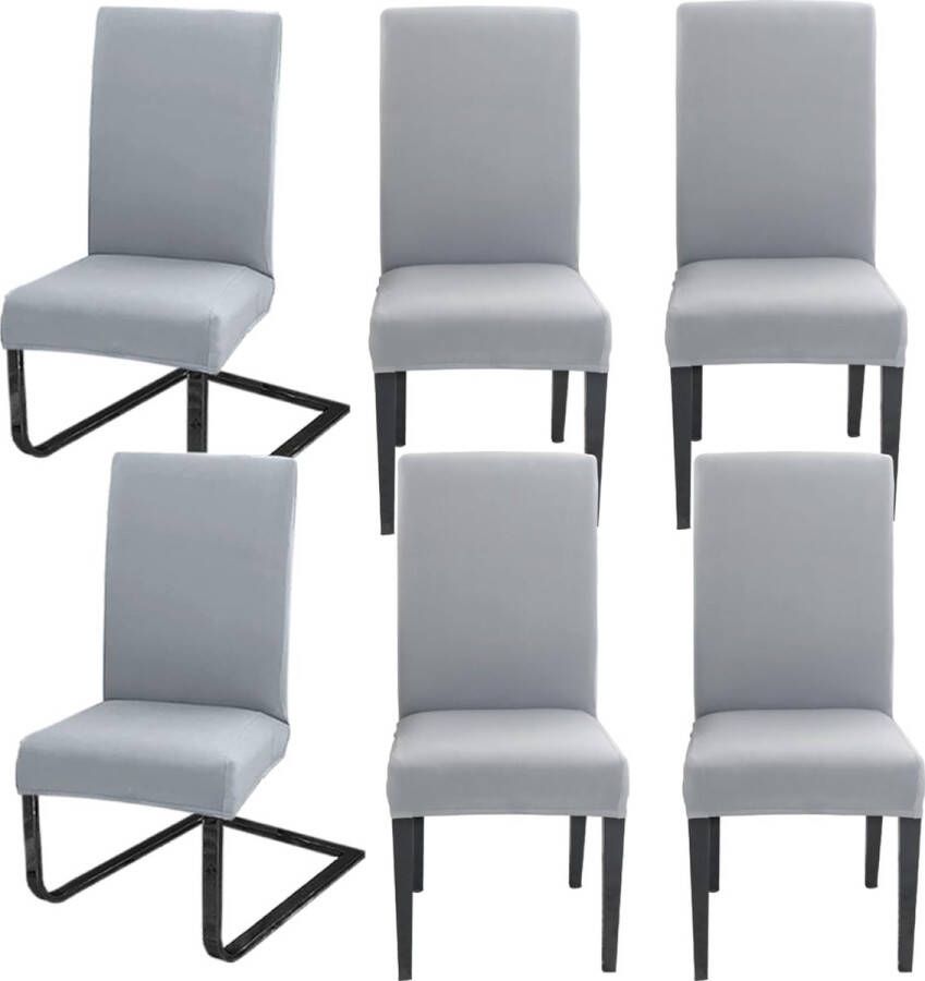 Stoelhoezen 6-delige set voor schommelstoelen afneembaar wasbaar decoratie stretch stoelhoezen voor eetkamer bruiloft hotel keuken feestdecoratie ceremonie lichtgrijs