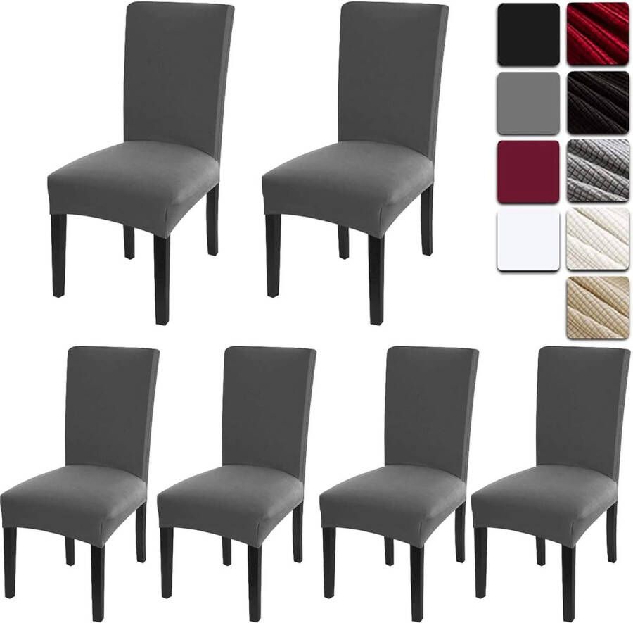 Stoelhoezen 6 stuks elastische moderne stoelhoezen bruiloft feesten banket decoratie bi-elastische spanhoes zeer onderhoudsvriendelijk en duurzaam universeel grijs