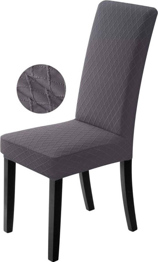 Stoelhoezen 4 Stuks Stoelbekleding Voor Eetkamerstoelen Stretch en Intrekbaar Stoelhoes Donkergrijs Wasbaar Prachtig Design Stenberi - Foto 2
