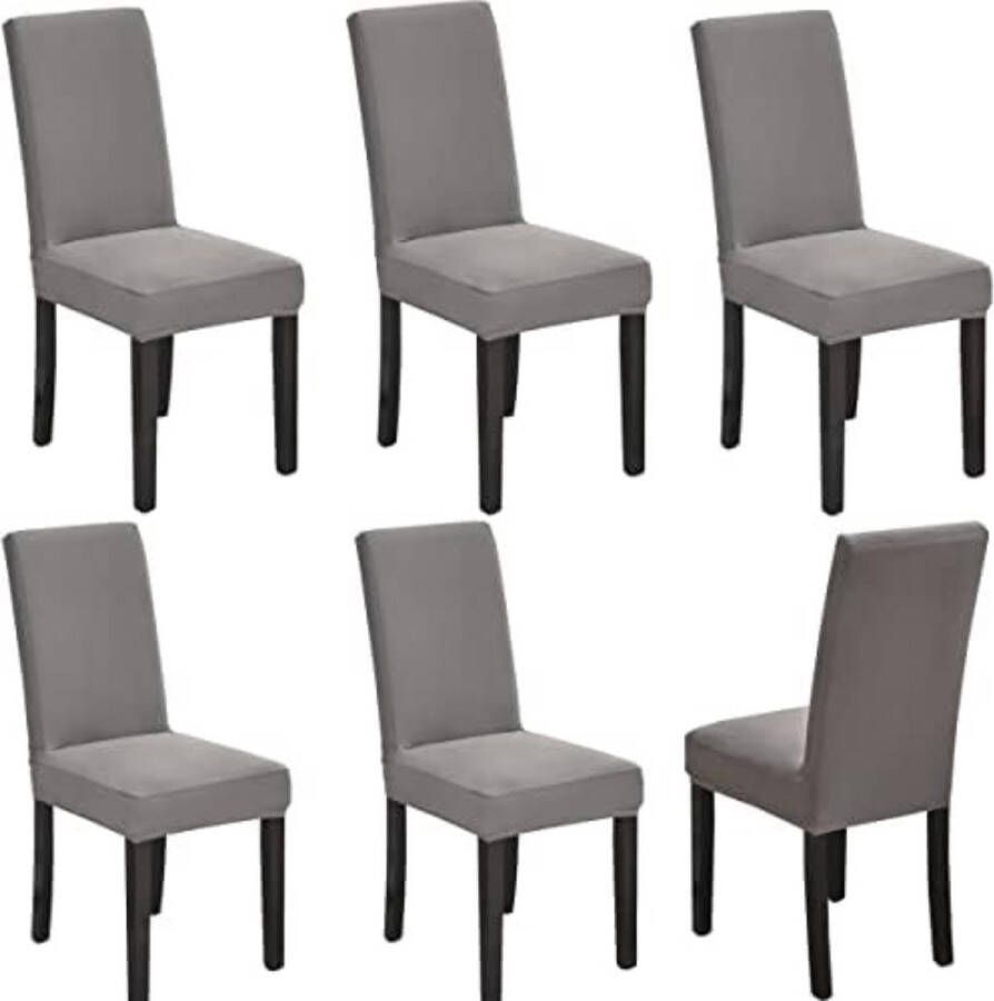 Stoelhoezen 6 stuks Stoelhoezen eetkamerstoelen stoelhoezen stretch Grijs