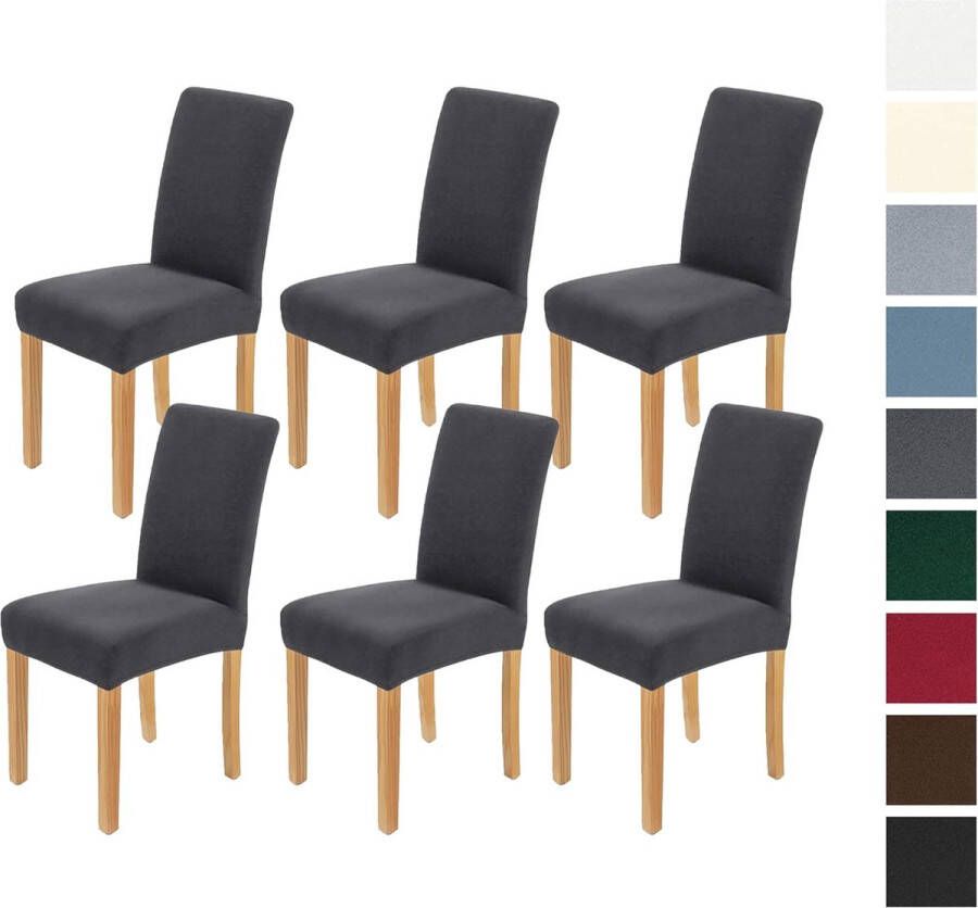 Stoelhoezen 6 stuks stoelhoezen stretch grijs elastische stoelhoes stretch verwijderbare wasbare stoelhoes duurzaam universeel voor eetkamer hotel banket bruiloft feestdecoratie