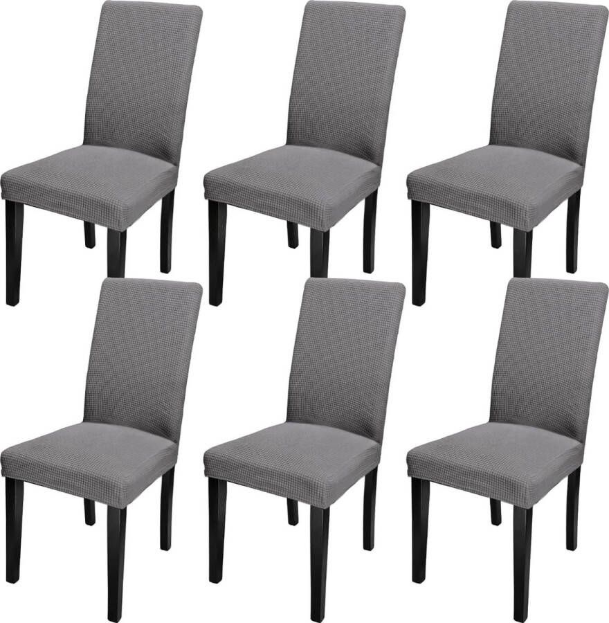 Stoelhoezen 6 stuks stretch stoelhoezen afneembare wasbare stoelhoes elastische moderne beschermer stoelhoes met elastische band voor eetkamerstoelen hotel kantoor