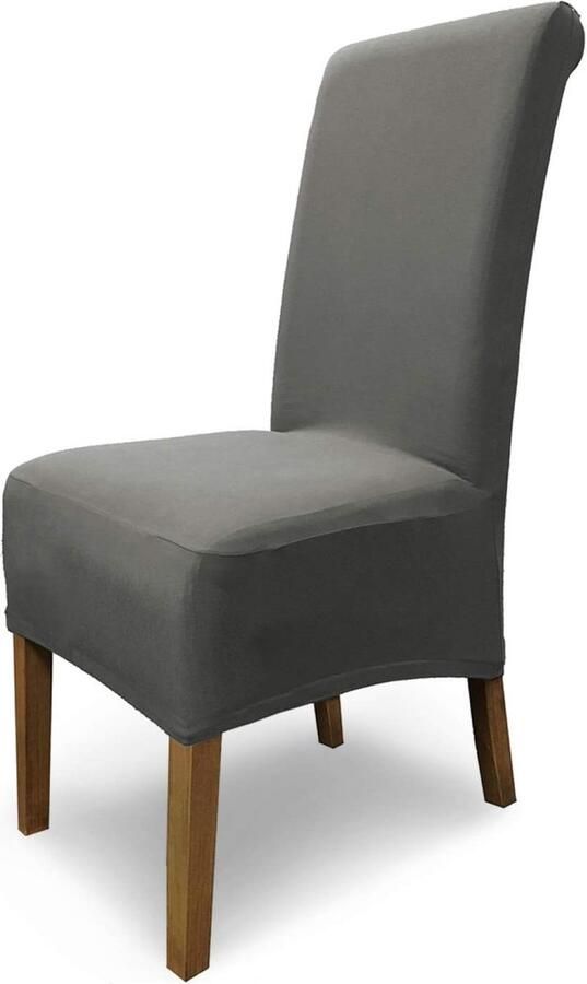 Stoelhoezen 6 stuks stretch stoelhoezen elastische stoelhoezen grijs set van 6 stuks katoen als stoelhoes stretch als stoelhoes