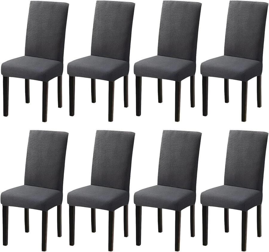 Stoelhoezen 8-delige set universele stretch stoelhoezen voor schommelstoelen grijs afneembare stretch stoelhoes voor restaurants hotels keukens bruiloften feesten
