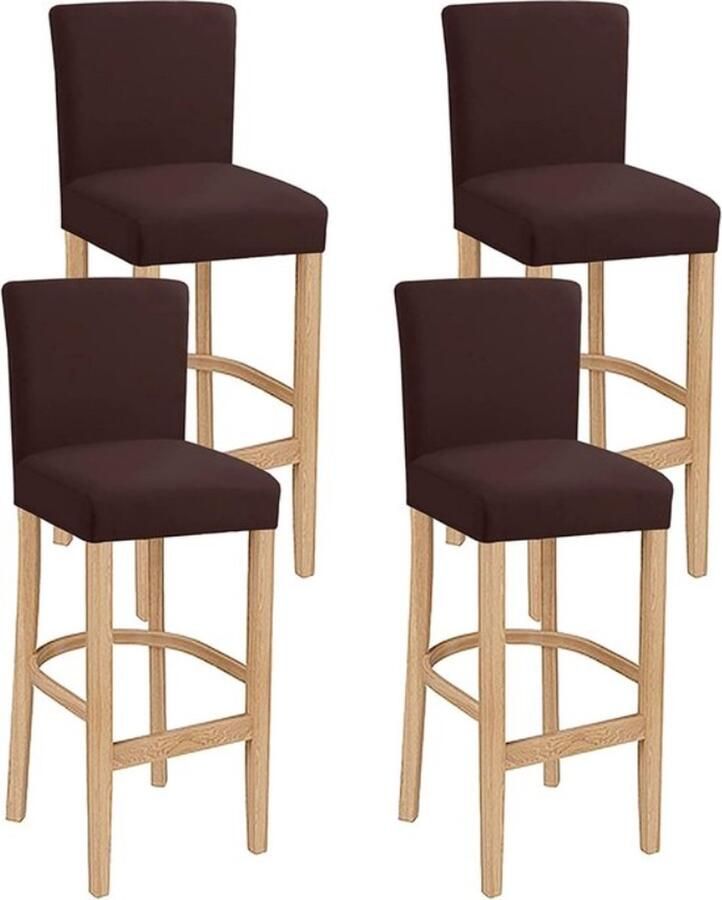 Stoelhoezen barkruk hoes barstoelbekleding met rugleuning 4 stuks hoezen voor barkruk stretch wasbare barkruk afdekking geschikt voor barkruk met korte rugleuning bruin