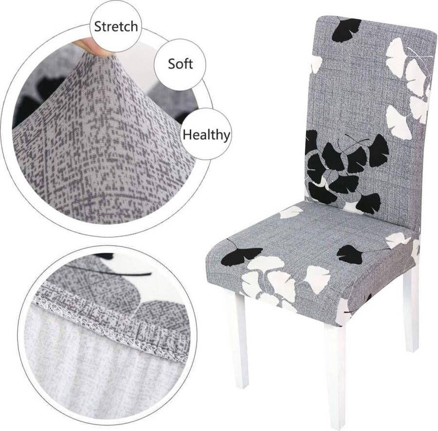 Stoelhoezen Eetkamerstoel Elastische Stoelhoes Moderne Eetkamerstoelhoes Verwijderbare Wasbare voor Hotelfeest Bruiloft Eetkamer (Grijs-esdoornblad 4 stukken) - Foto 3